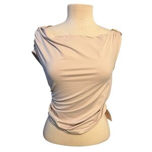 Shein Asymmetrical Neck Off Shoulder Beige Top Size Large NWT